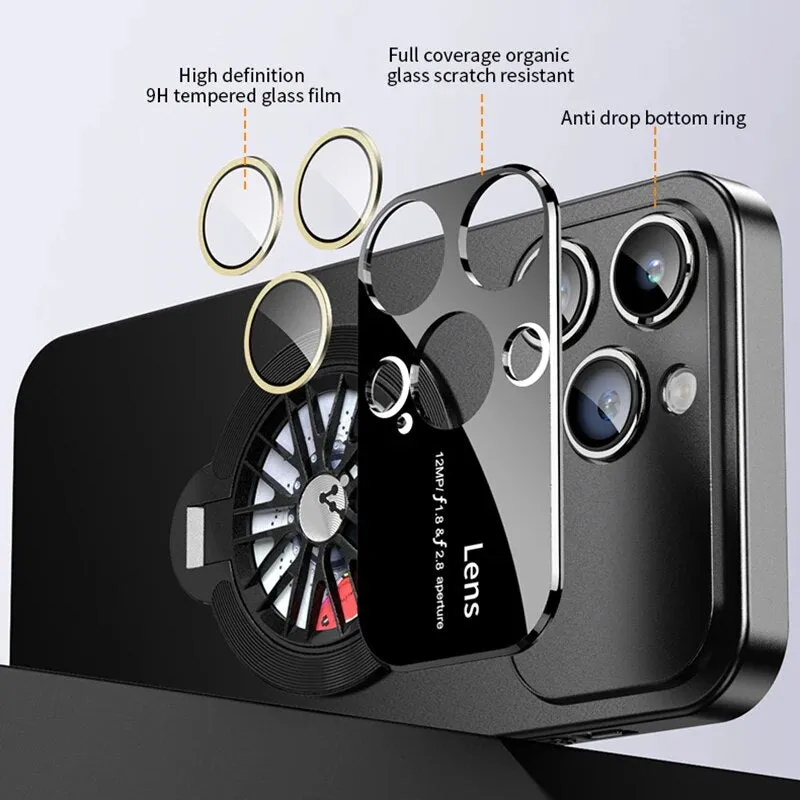 Magnetic Rotatable Gyroscope Stand With Gyro Frosted PC Phone Case For iPhone