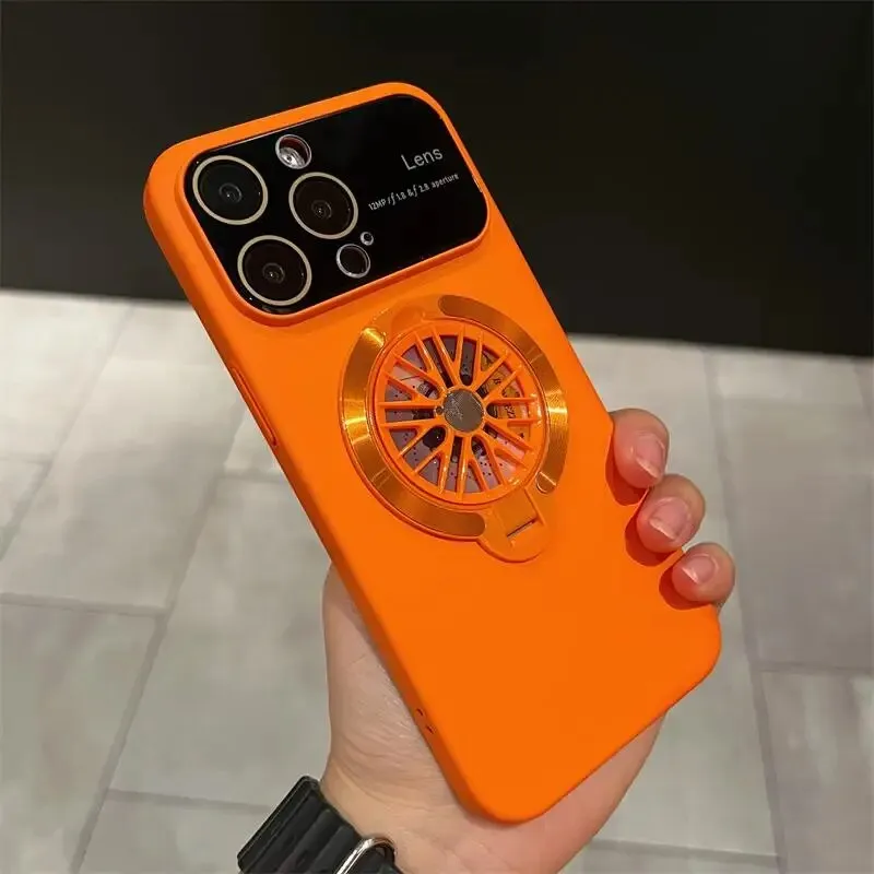 Magnetic Rotatable Gyroscope Stand With Gyro Frosted PC Phone Case For iPhone