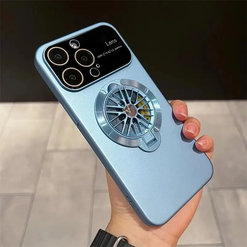 Magnetic Rotatable Gyroscope Stand With Gyro Frosted PC Phone Case For iPhone