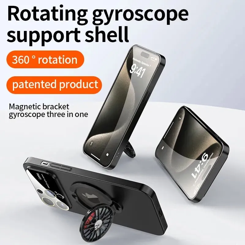 Magnetic Rotatable Gyroscope Stand With Gyro Frosted PC Phone Case For iPhone