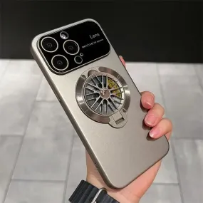 Magnetic Rotatable Gyroscope Stand With Gyro Frosted PC Phone Case For iPhone