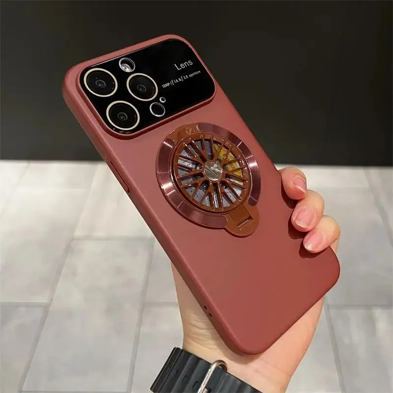 Magnetic Rotatable Gyroscope Stand With Gyro Frosted PC Phone Case For iPhone