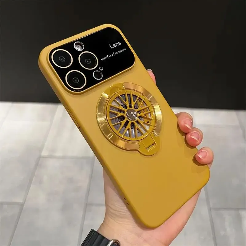 Magnetic Rotatable Gyroscope Stand With Gyro Frosted PC Phone Case For iPhone