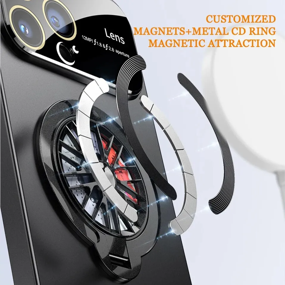 Magnetic Rotatable Gyroscope Stand With Gyro Frosted PC Phone Case For iPhone