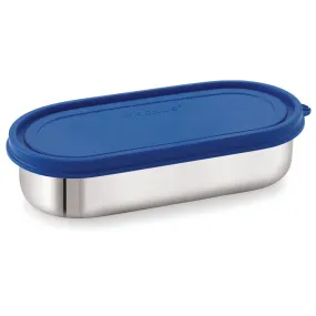 Magnus Easy Lock Deep Oval Prime Deep Container, Stainless Steel, Airtight & Leakproof Lid & Container, For School, Office Picnic, Ideal for Men,Women and Kids (Blue,780ml)