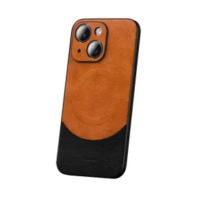 MagSafe Magnetic Leather Back Case for iPhone 15 - Brown