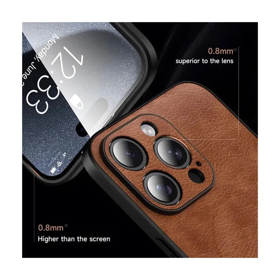 MagSafe Magnetic Leather Back Case for iPhone 15 - Brown