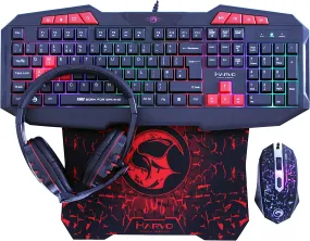 Marvo CM375 Gamign Bundle Set Keyboard, Mouse, Headset, Mouse Pad, 4 in 1 Gaming Peripheral Set