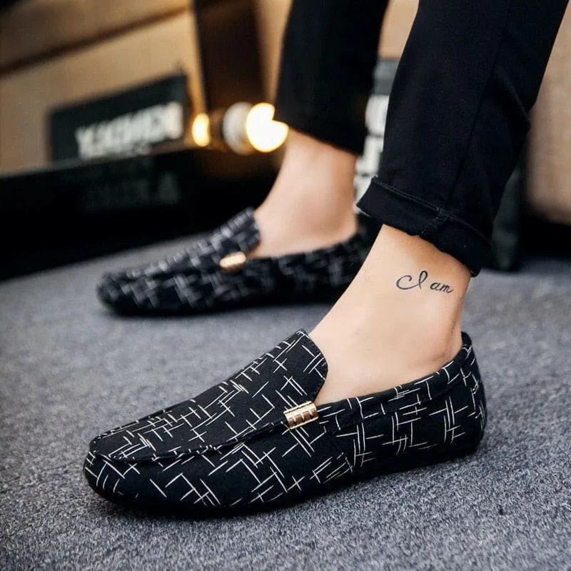 Men Loafers in Light Canvas for Casual Spring Style