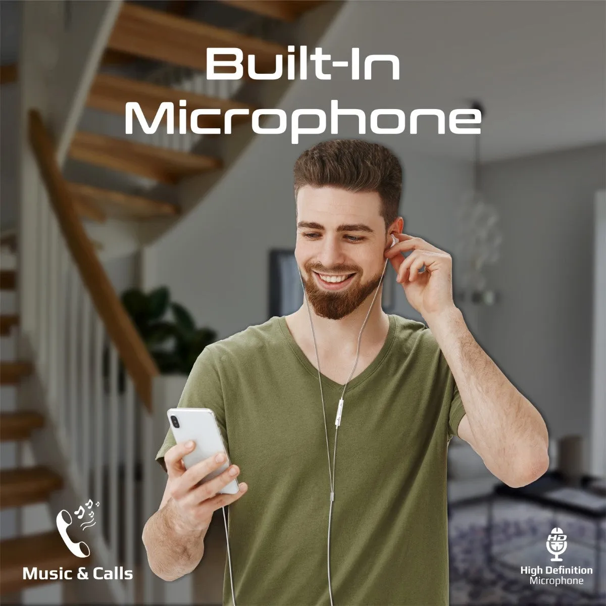 MFi-Certified Ergonomic In-Ear Lightning Connector Earphones