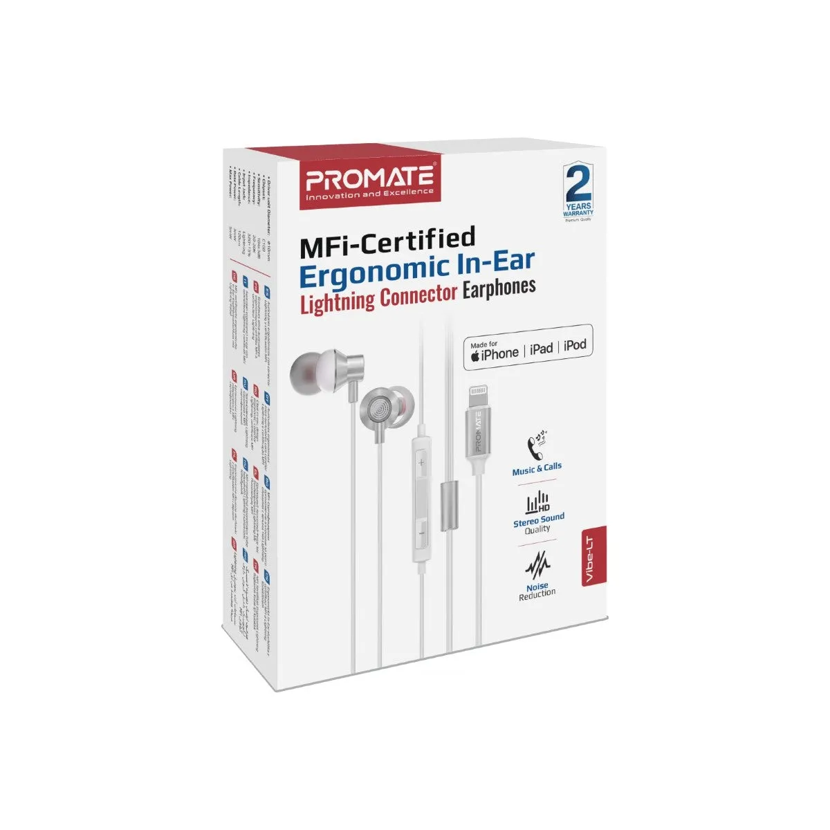 MFi-Certified Ergonomic In-Ear Lightning Connector Earphones