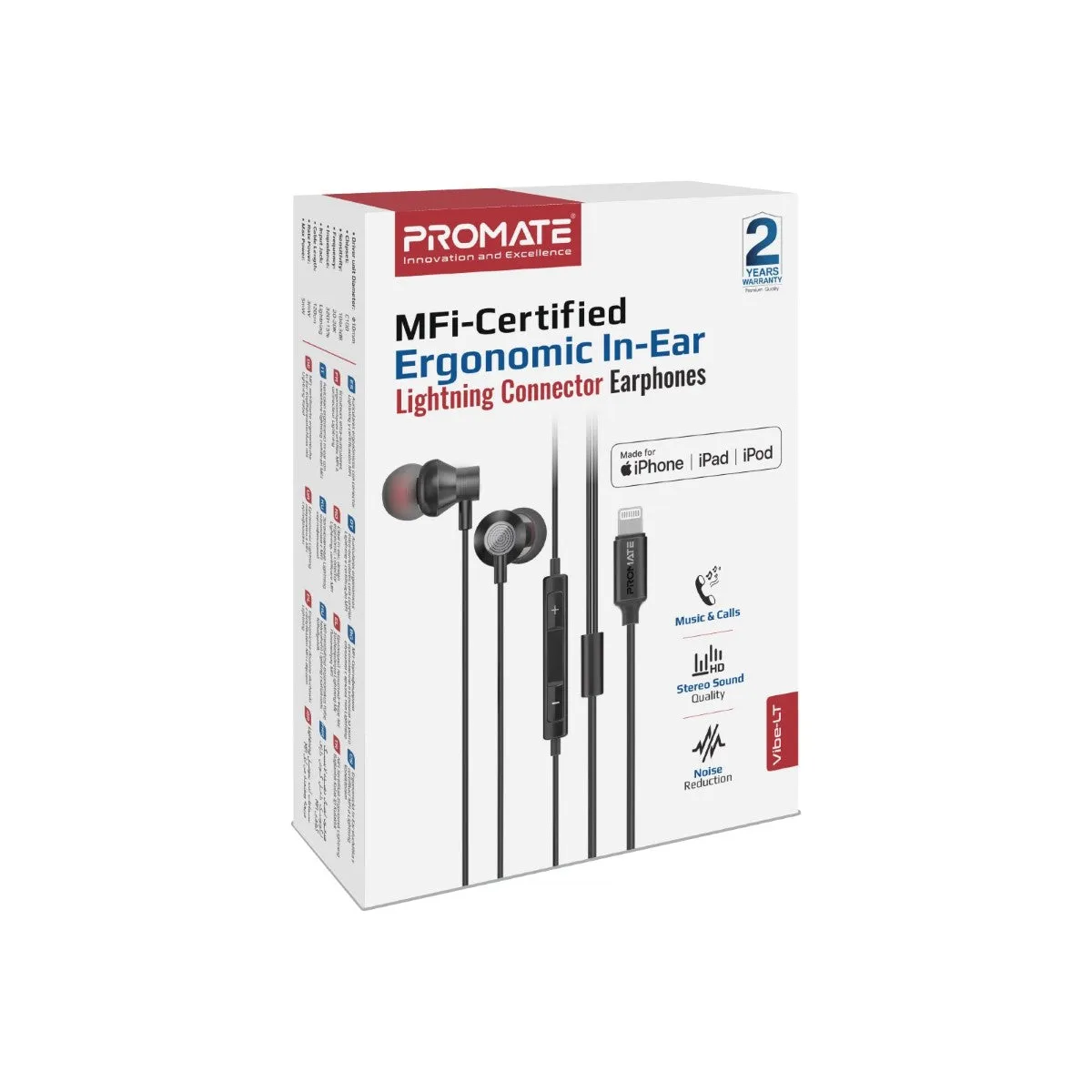 MFi-Certified Ergonomic In-Ear Lightning Connector Earphones