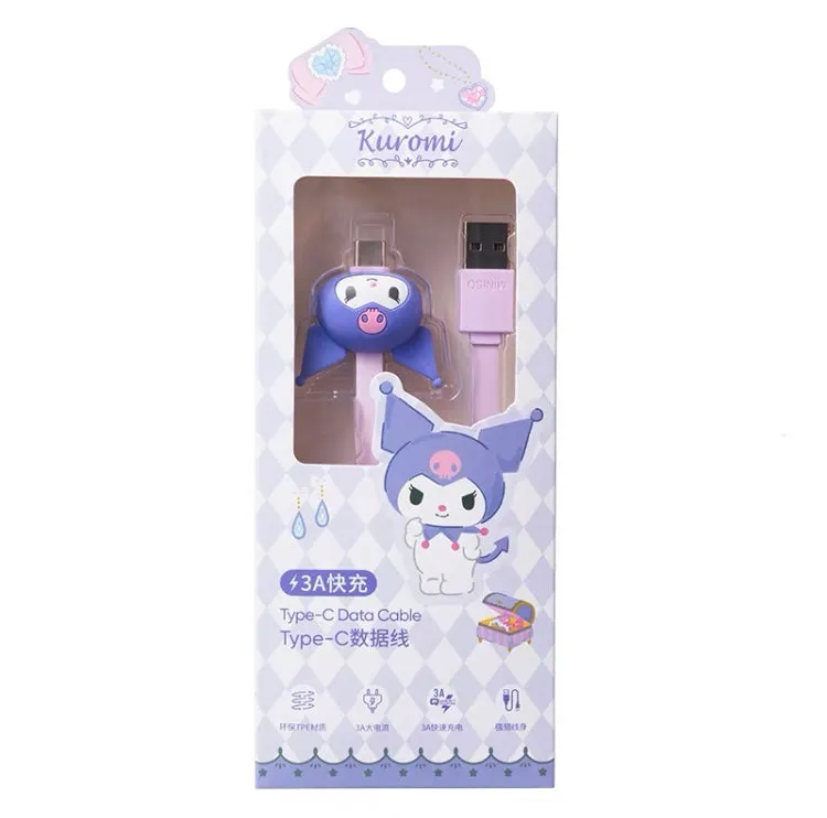 Miniso Sanrio Kuromi Cinnamoroll Pochacco 3A Fast Charging Type-C Data Cable