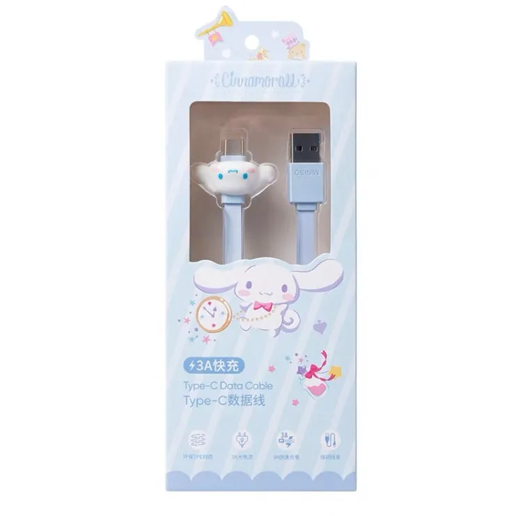 Miniso Sanrio Kuromi Cinnamoroll Pochacco 3A Fast Charging Type-C Data Cable