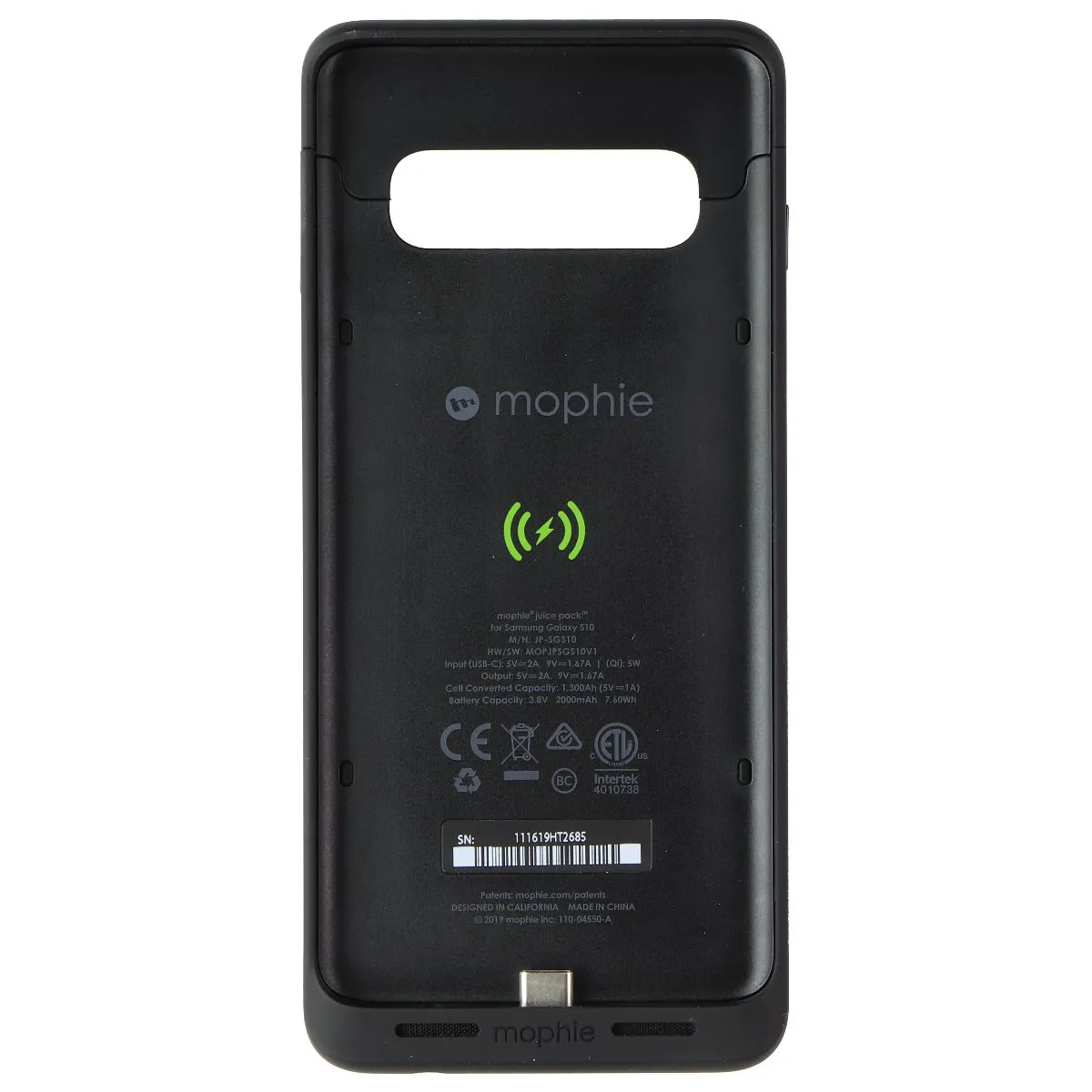 Mophie Juice Pack 2,000mAh Battery Case for Samsung Galaxy S10 - Matte Black