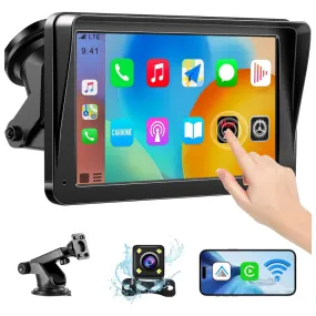 MRQ 2024 Portable Wireless Carplay Screen With 1080P Backup Camera