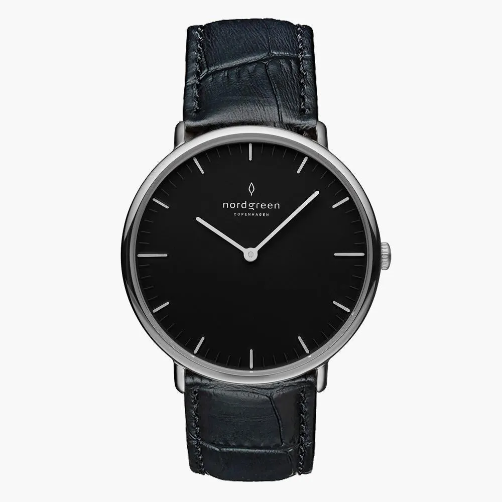 Native | Black Dial - Black Croc Leather