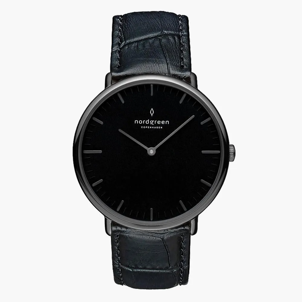 Native | Black Dial - Black Croc Leather