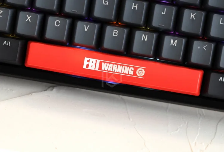 Novelty Shine Through Keycaps ABS Etched, Shine-Through fbi warning black red spacebar custom mechanical keyboards