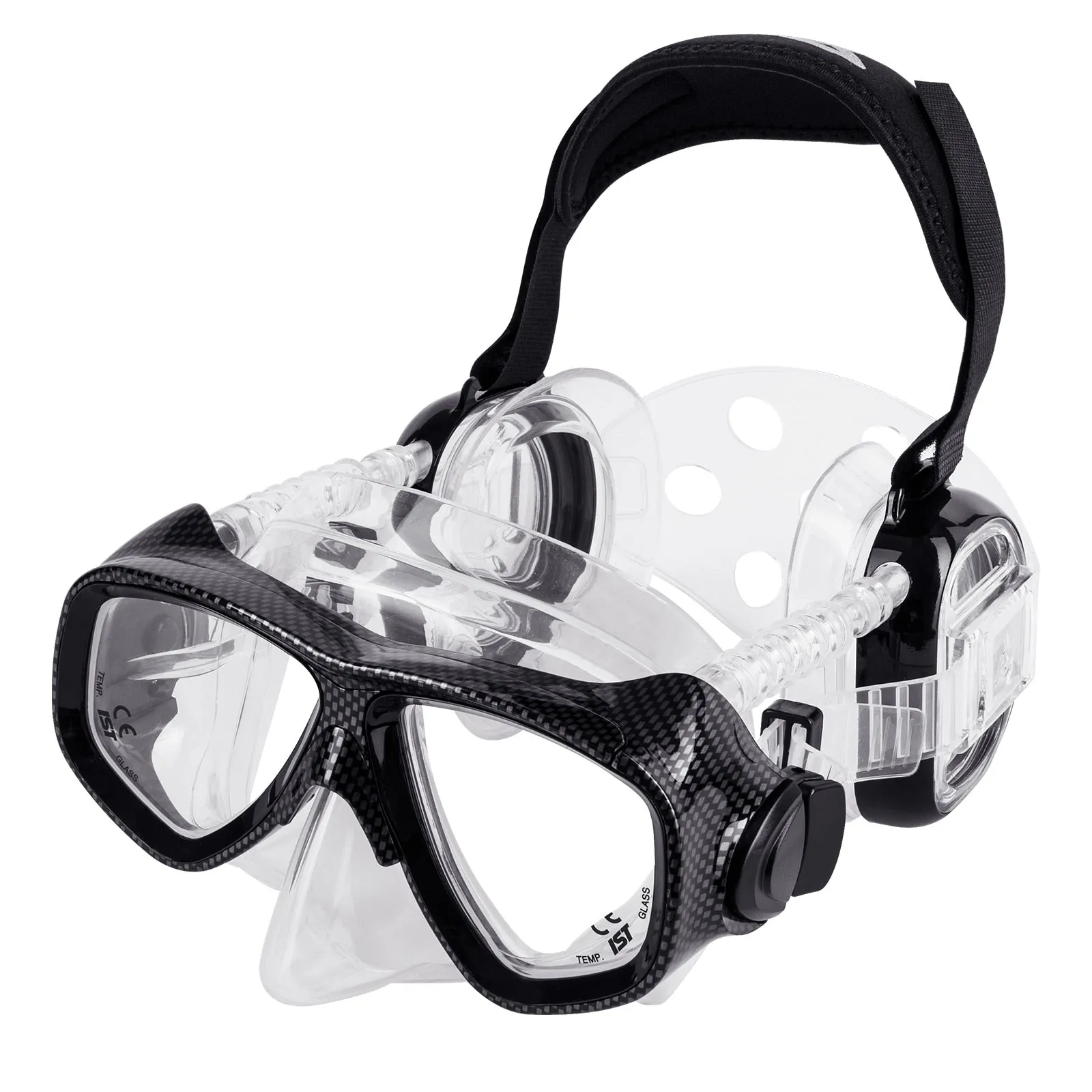 Open Box IST ProEar Pressure Equalization Mask with Watertight Ear Cups - Clear / Black