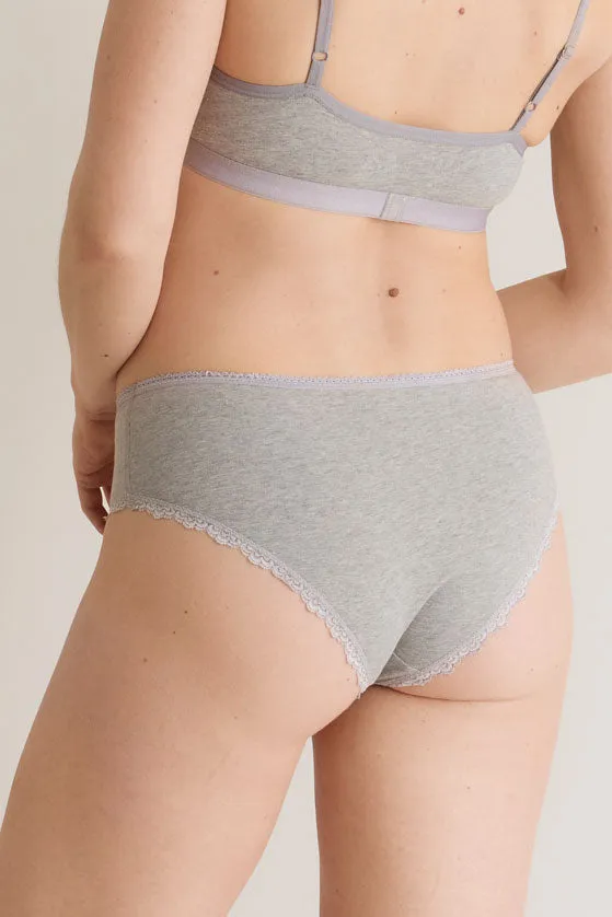 Paloma Organic Cotton Lace Briefs Grey