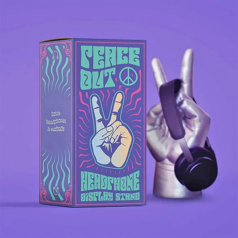 Peace Out Headphone Stand with Gift Box for Tidy Desks