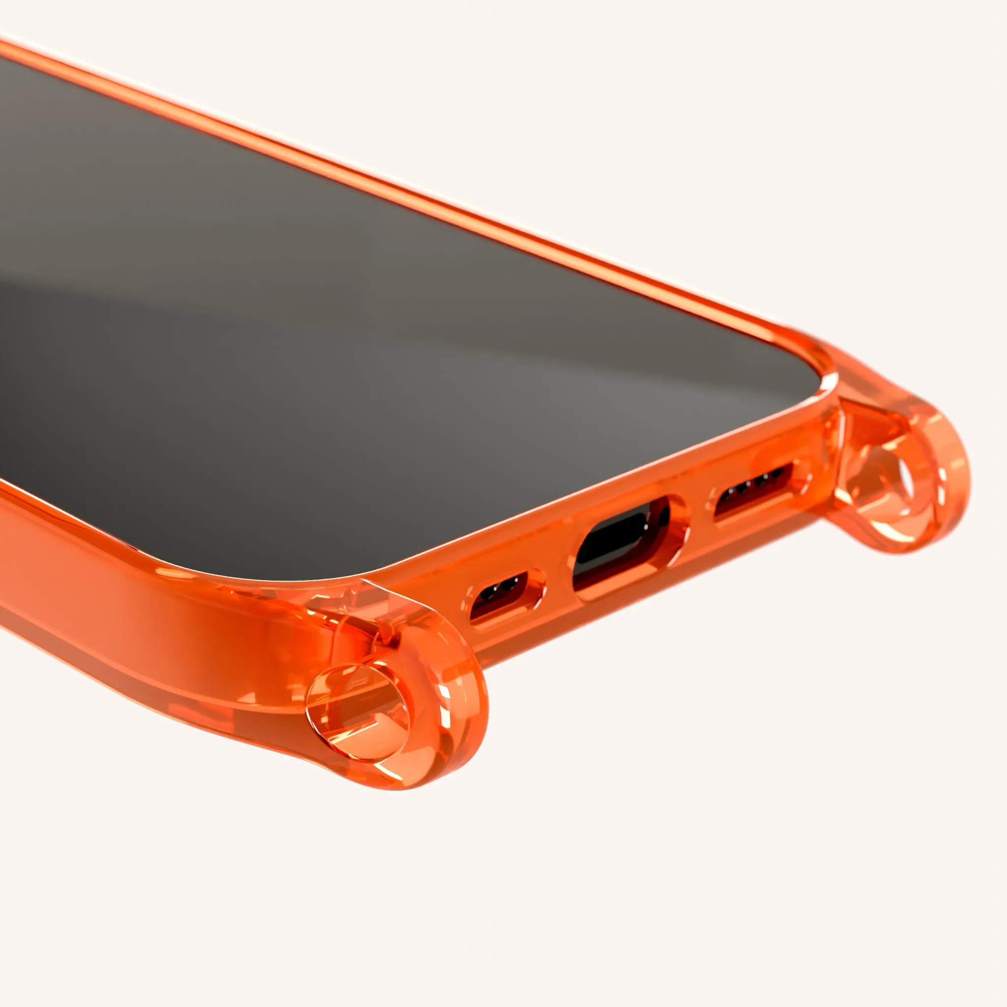 Phone Case with Eyelets in Neon Orange Clear