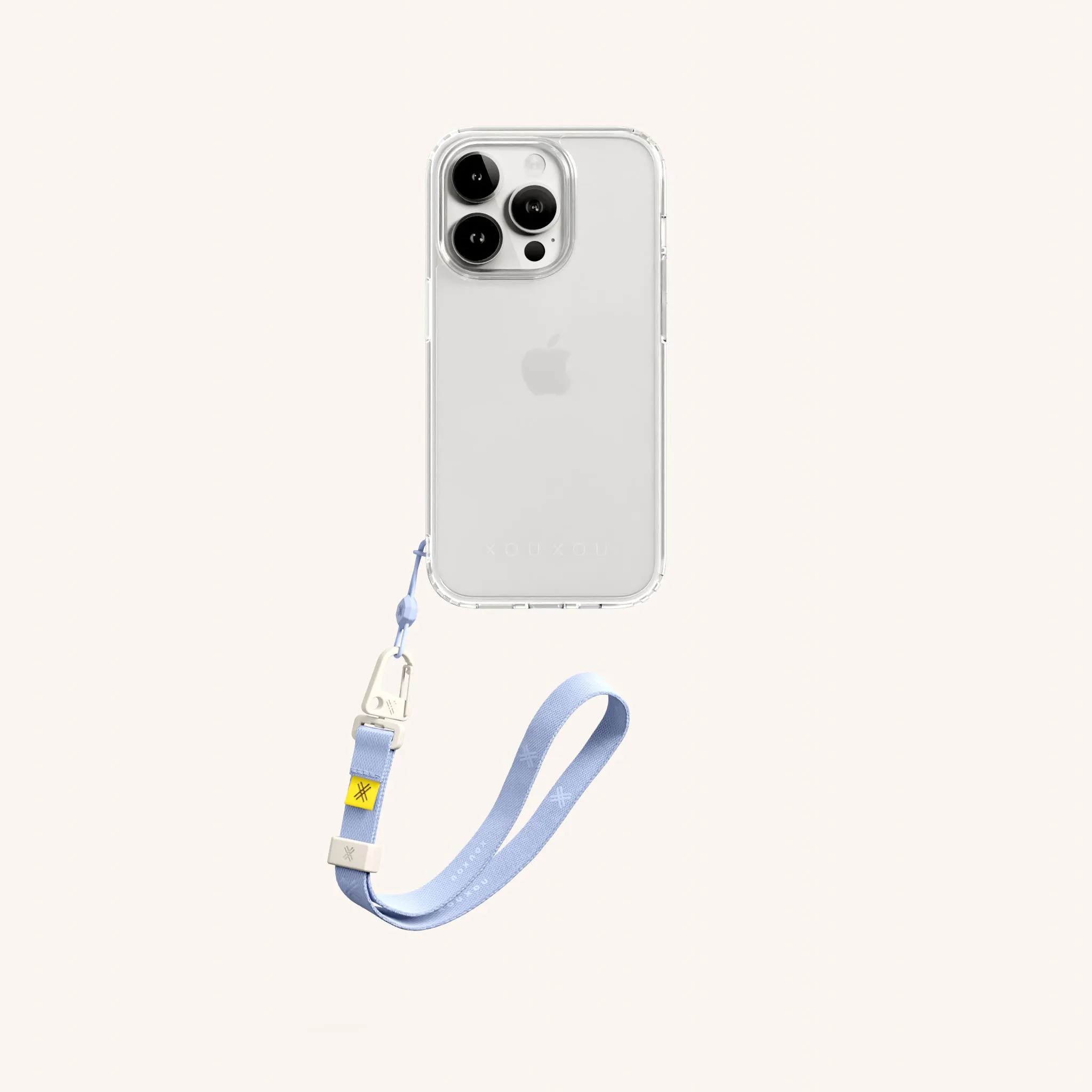 Phone Case with Wrist Strap in Clear   Baby Blue