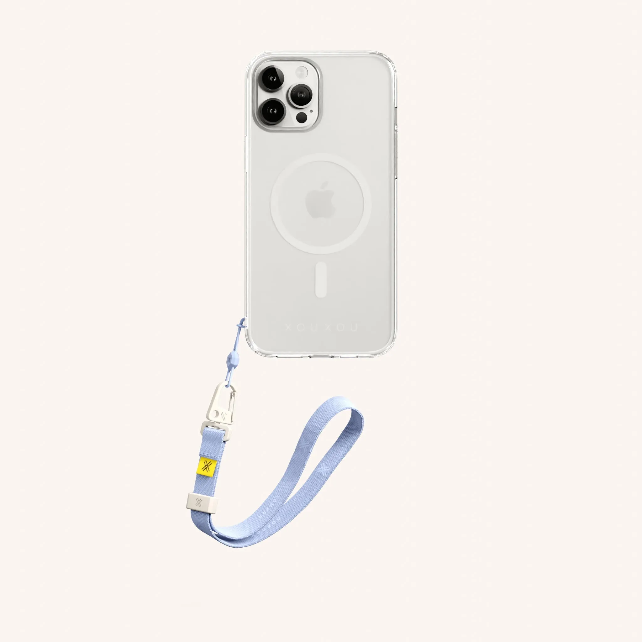 Phone Case with Wrist Strap in Clear   Baby Blue