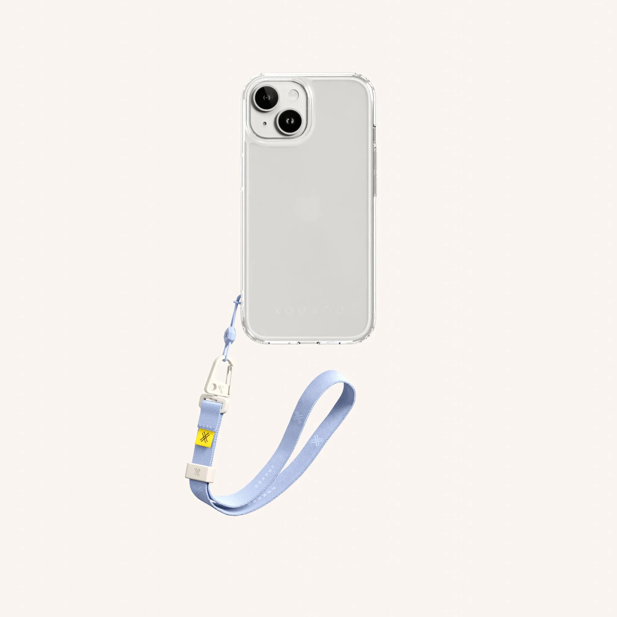 Phone Case with Wrist Strap in Clear   Baby Blue