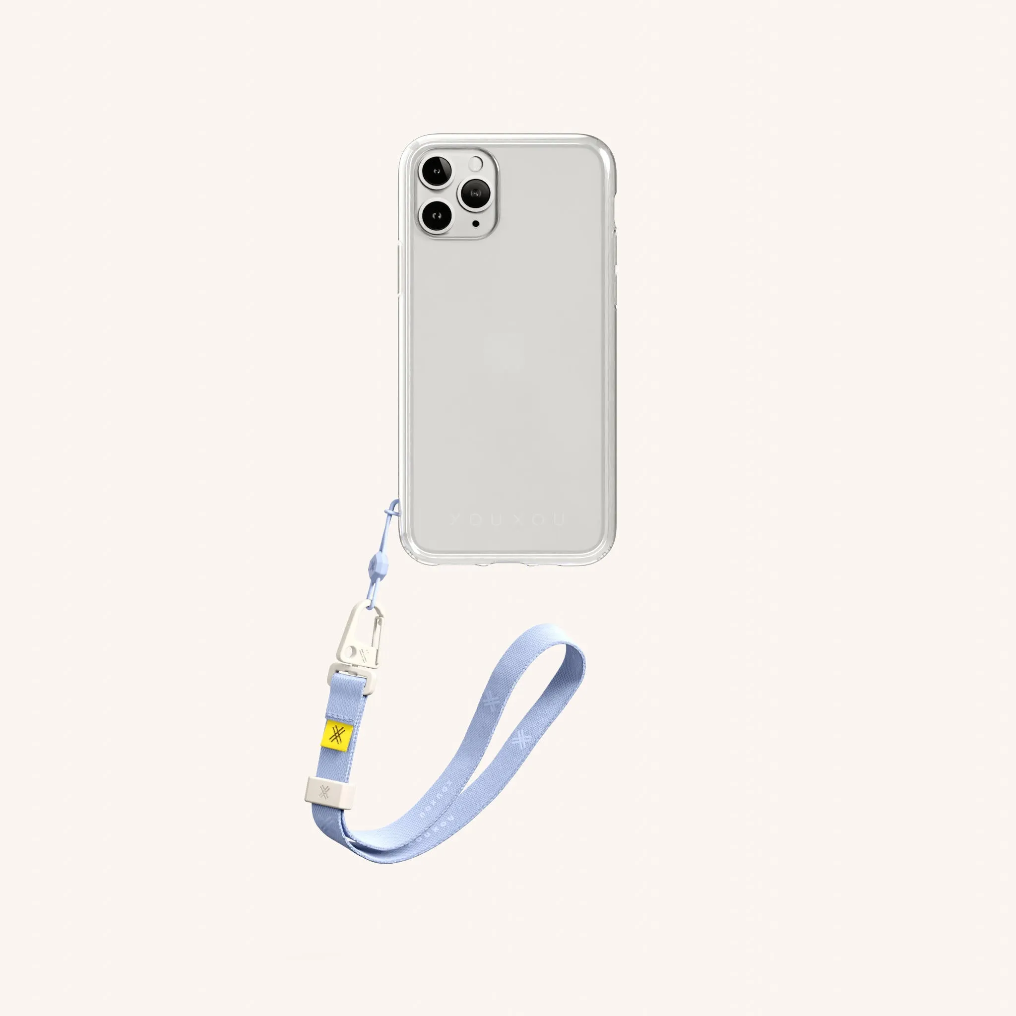 Phone Case with Wrist Strap in Clear   Baby Blue