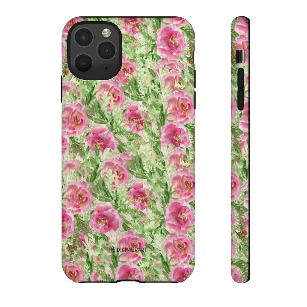 Pink Floral Phone Case, Flower Print Best Designer Art iPhone Samsung Case-Made in USA