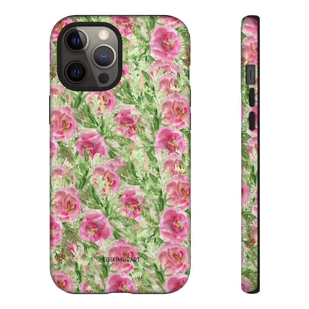 Pink Floral Phone Case, Flower Print Best Designer Art iPhone Samsung Case-Made in USA