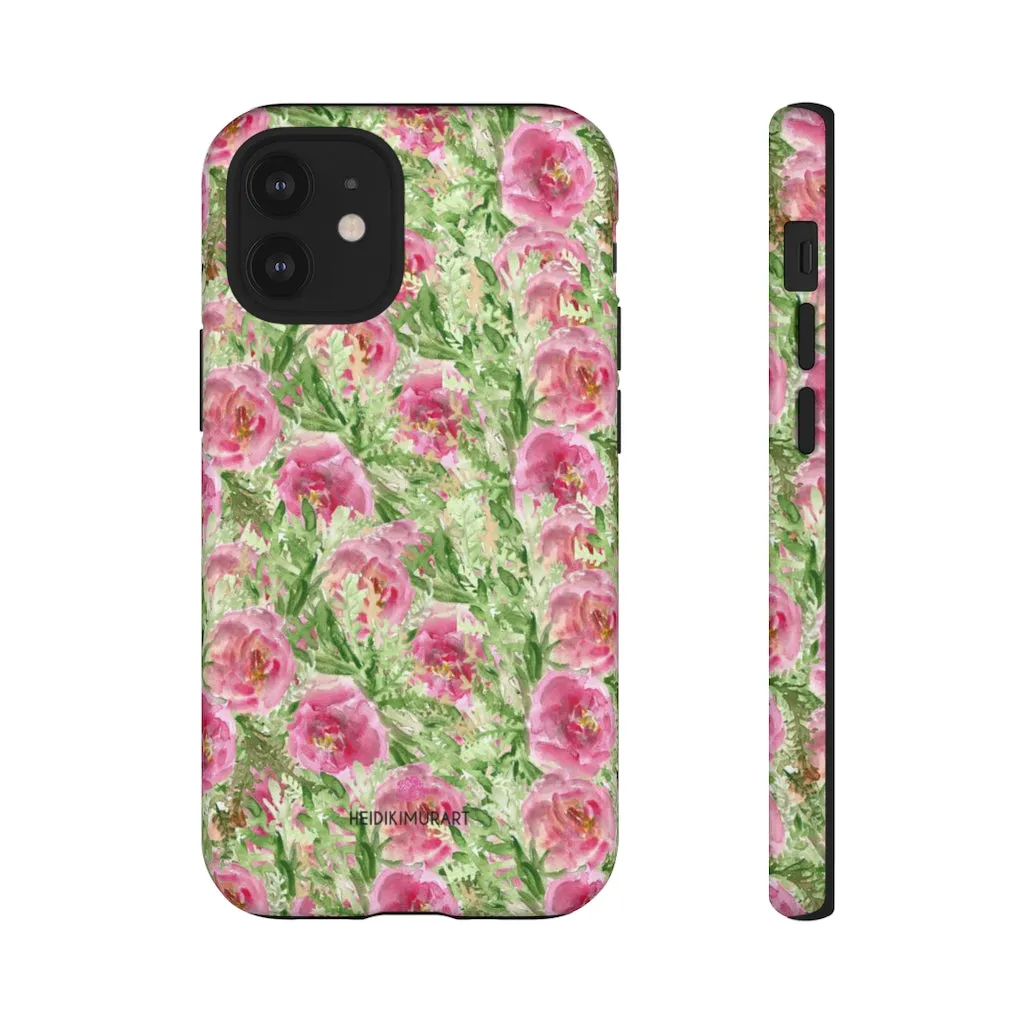 Pink Floral Phone Case, Flower Print Best Designer Art iPhone Samsung Case-Made in USA