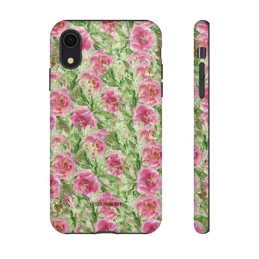 Pink Floral Phone Case, Flower Print Best Designer Art iPhone Samsung Case-Made in USA