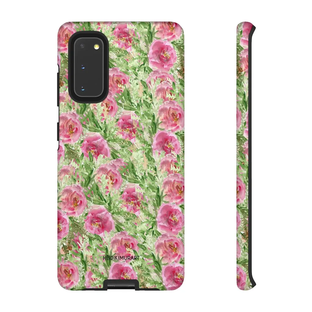 Pink Floral Phone Case, Flower Print Best Designer Art iPhone Samsung Case-Made in USA