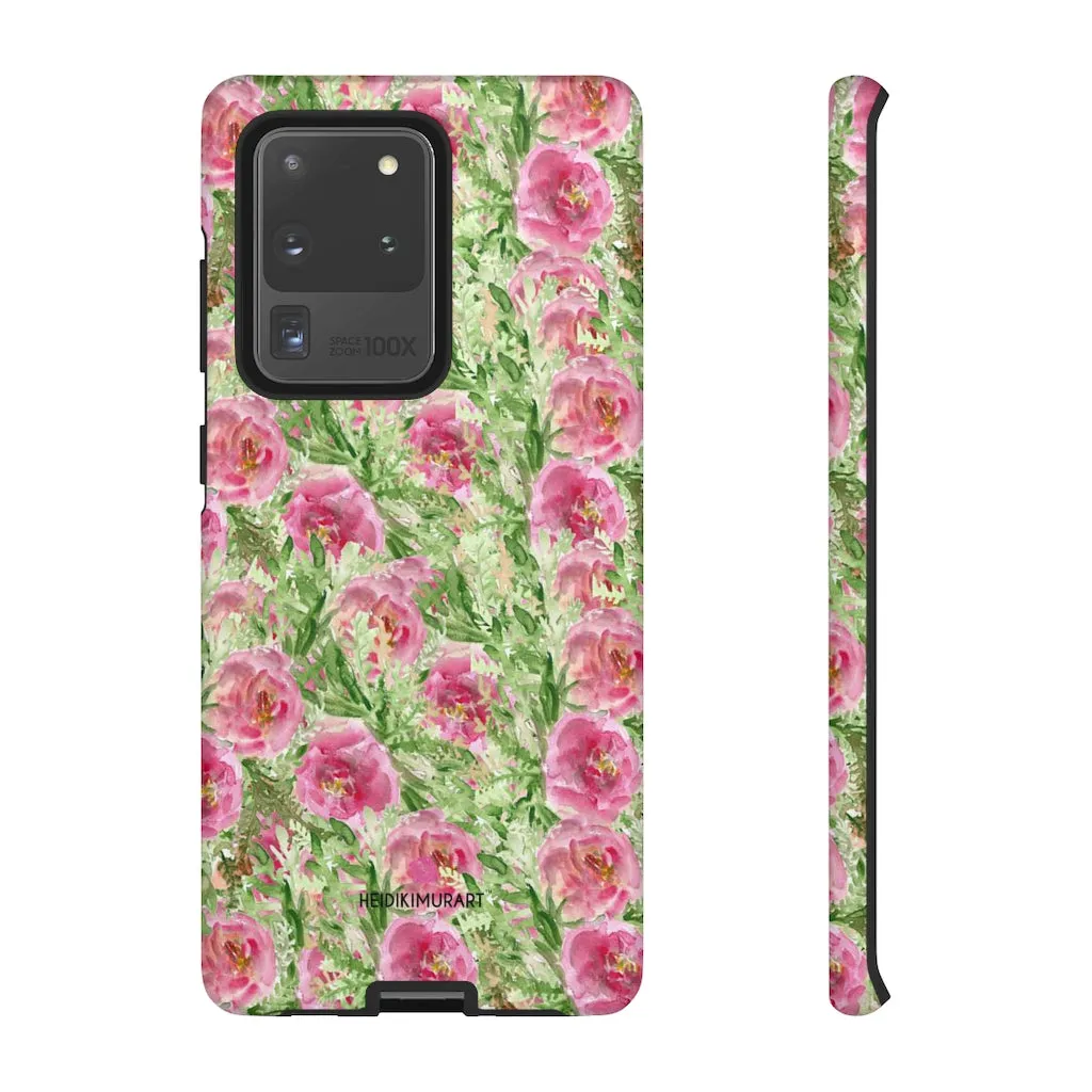 Pink Floral Phone Case, Flower Print Best Designer Art iPhone Samsung Case-Made in USA