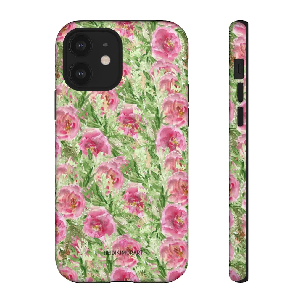 Pink Floral Phone Case, Flower Print Best Designer Art iPhone Samsung Case-Made in USA