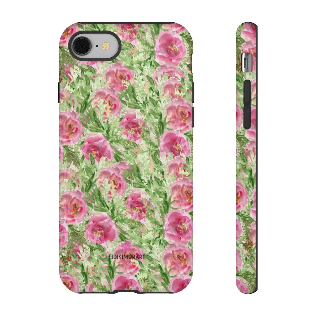 Pink Floral Phone Case, Flower Print Best Designer Art iPhone Samsung Case-Made in USA