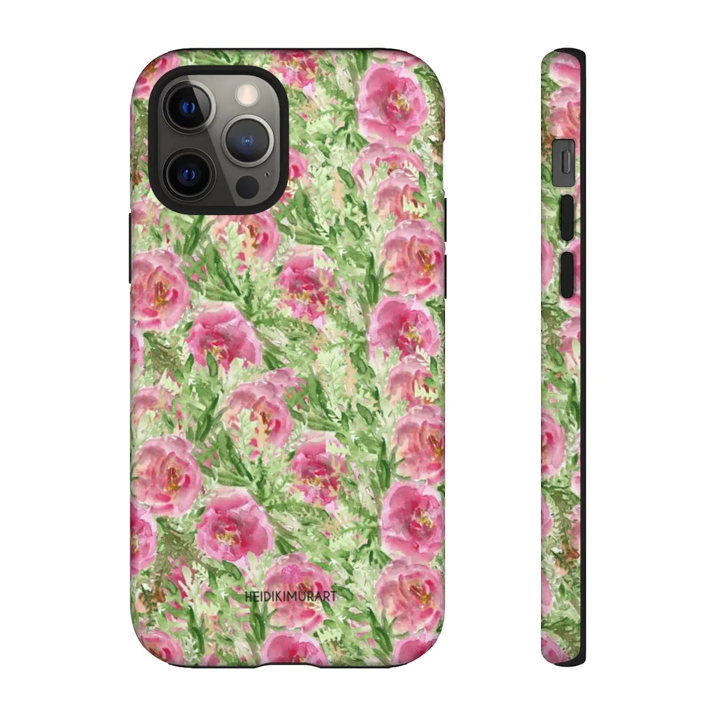 Pink Floral Phone Case, Flower Print Best Designer Art iPhone Samsung Case-Made in USA