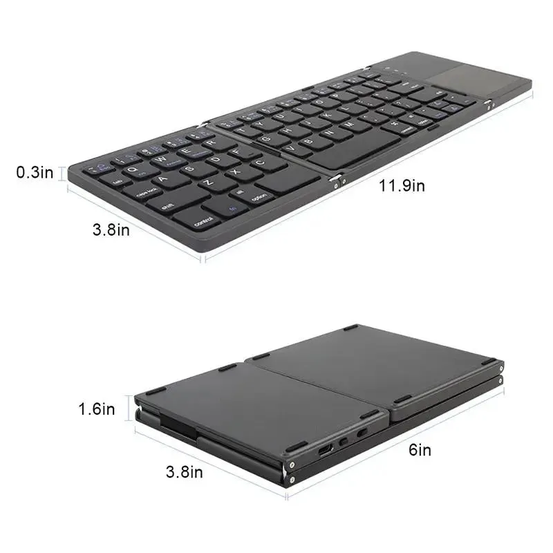 Portable Triple Folding Bluetooth Keyboard Wireless Mini Foldable -Portable Bluetooth keyboard