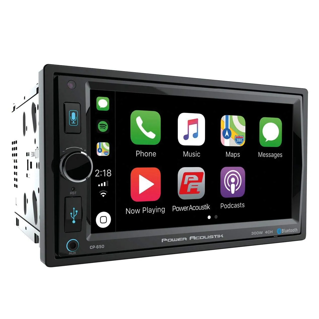 POWER ACOUSTIK CP-650 Double DIN Bluetooth in-Dash Digital Media Car Stereo Receiver with Touchscreen, Apple CarPlay, 6.5"