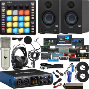 PreSonus Studio 24c 2x2 Audio/MIDI Interface with New Designed Eris 3.5 Studio Monitors and Newest Version Software Pack, ATOM MIDI Pad Controller and Adjustable Suspension Boom Arm   HD7 Headphones