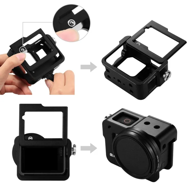 PULUZ Housing Shell CNC Aluminum Alloy Protective Cage with Insurance Frame & 52mm UV Lens for GoPro HERO(2018) /7 Black /6 /5(Black)