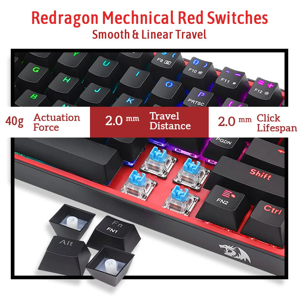 (RENEWED) FIZZ K617 BLACK MECHANICAL KEYBOARD (RED SWITCHES) ﻿﻿