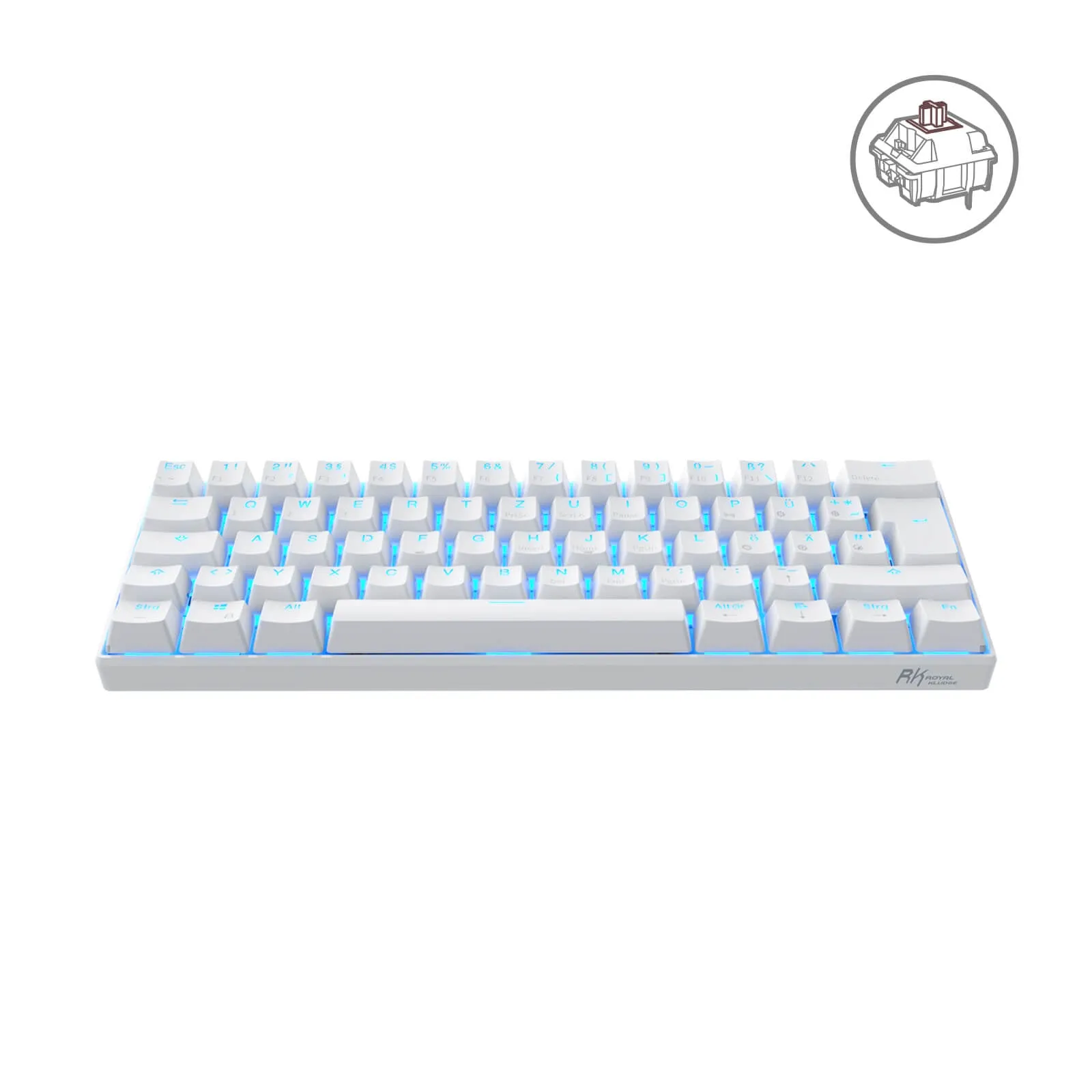 RK61-DE 60% QWERTZ Mechanische Tastatur (Einfarbig hintergrundbeleuchtet)