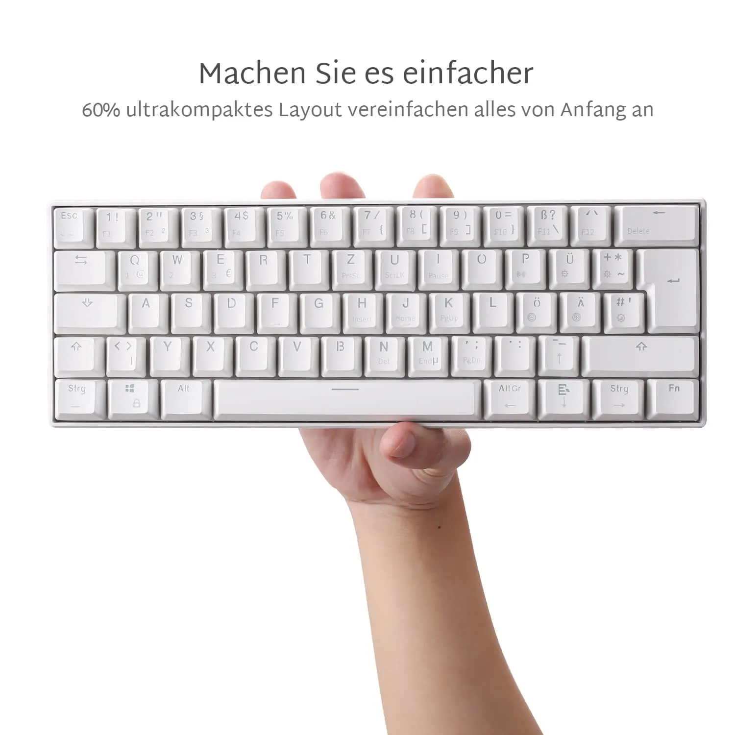 RK61-DE 60% QWERTZ Mechanische Tastatur (Einfarbig hintergrundbeleuchtet)