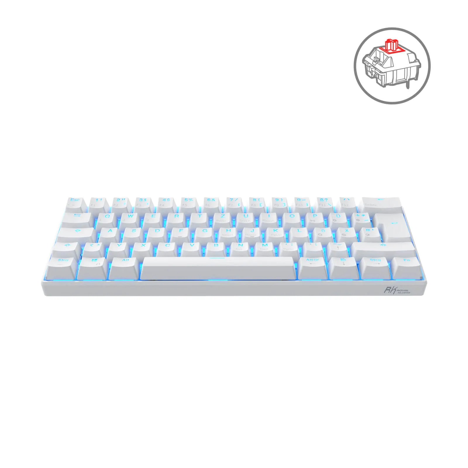 RK61-DE 60% QWERTZ Mechanische Tastatur (Einfarbig hintergrundbeleuchtet)