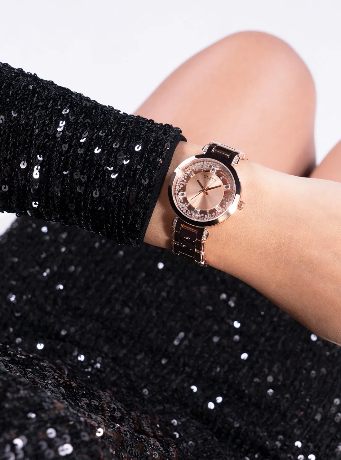 Rose Gold Crystal Clear Glitz Watch