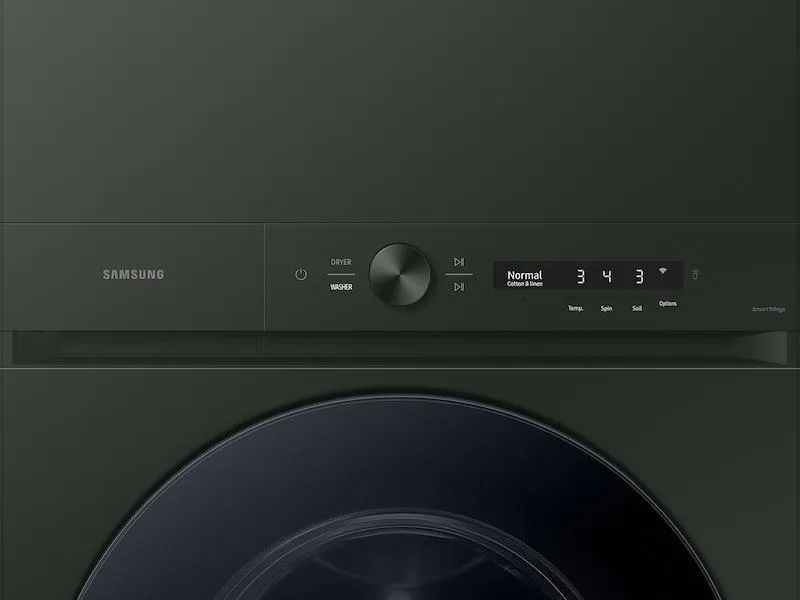 Samsung WH53DBH700GF Bespoke 5.3 cu. ft. AI Laundry Hub™ Ultra Capacity Single Unit Washer with AI OptiWash™ and 7.6 cu. ft. Gas Dryer in Satin Green